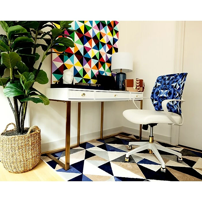 The Raynor Group Elizabeth Sutton Gramercy Fabric Swivel Task Chair, Blue Prism White Gold (K-ESGR-WHT-PRSM-GLD) 7 The Raynor Group Elizabeth Sutton Gramercy Fabric Swivel Task Chair, Blue Prism White Gold (K-ESGR-WHT-PRSM-GLD) - Image 5