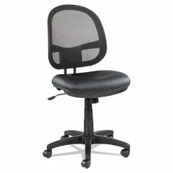 Alera® Interval Series Swivel/Tilt Mesh Chair, Black Leather (ALEIN4815)