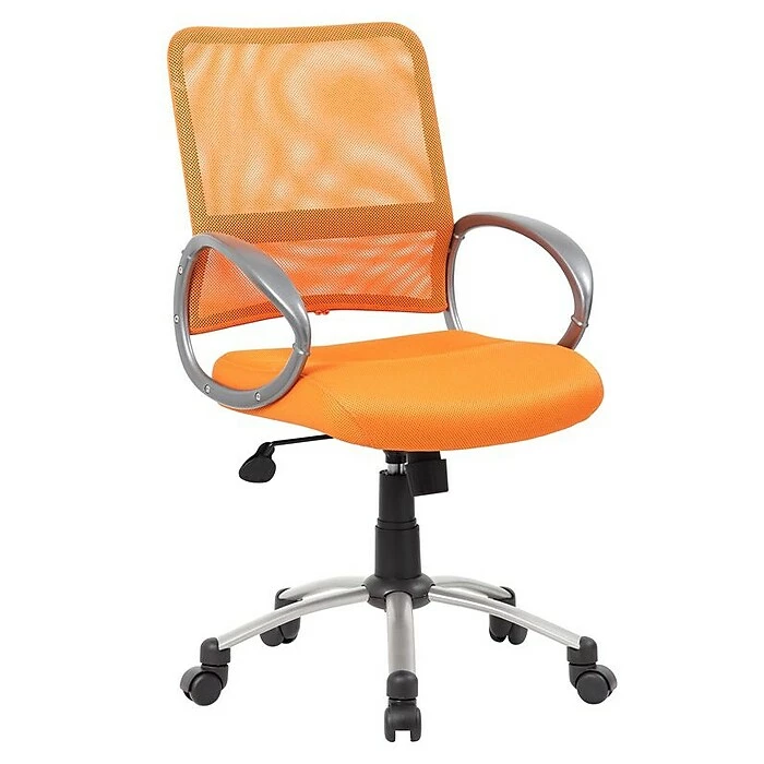 Boss Mesh Back W/ Pewter Finish Task Chair, Orange (B6416-OR) 3 Boss Mesh Back W/ Pewter Finish Task Chair, Orange (B6416-OR)