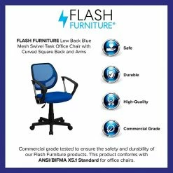 Flash Furniture Fabric Mid-Back Task Chair With Arm, Blue -Office Chairs Shop unnamed file 5634