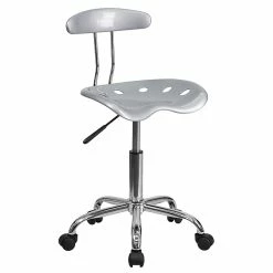 Flash Furniture Chrome Low Back Computer Task Chair With Tractor Seat, Vibrant Silver
