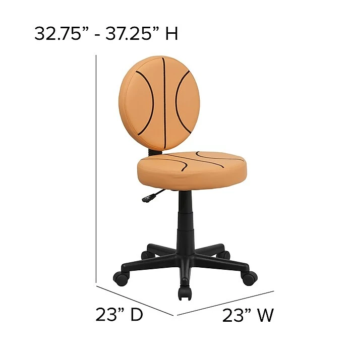 Flash Furniture Vinyl Basketball Task Chair Without Arms, Orange 8 Flash Furniture Vinyl Basketball Task Chair Without Arms, Orange - Image 6