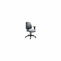Global Custom Fabric Task Chair In Black With Arms, Seat: 20"W X 17-18 1/2"D, Back: 18 1/2"W X 20 1/2-22"H