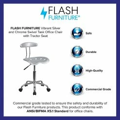 Flash Furniture Chrome Low Back Computer Task Chair With Tractor Seat, Vibrant Silver -Office Chairs Shop unnamed file 568