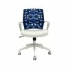 The Raynor Group Elizabeth Sutton Gramercy Fabric Swivel Task Chair, Blue Prism White Silver (K-ESGR-WHT-PRSM-GLD)