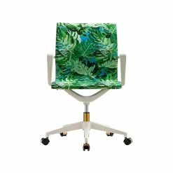 The Raynor Group Elizabeth Sutton Wynwood Fabric Swivel Task Chair, Pura Vida White Gold (K-ESWY-WHT-VIDA-GLD)