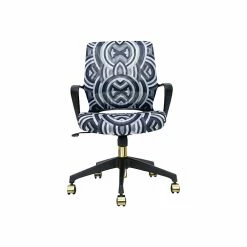 The Raynor Group Elizabeth Sutton Gramercy Fabric Swivel Task Chair, Black Grayscale Echo Gold (K-ESGR-BLK-ECHO-GLD)
