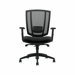 Offices To Go Mesh Back Luxhide Task Chair, Black (OTG3101BL20)
