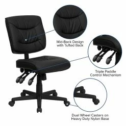Flash Furniture Mid Back Leather Multi-Functional Task Chair, Black 15 Flash Furniture Mid Back Leather Multi-Functional Task Chair, Black -Office Chairs Shop unnamed file 5982