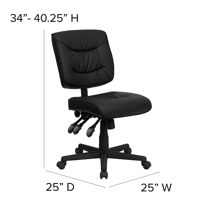 Flash Furniture Mid Back Leather Multi-Functional Task Chair, Black 8 Flash Furniture Mid Back Leather Multi-Functional Task Chair, Black - Image 6