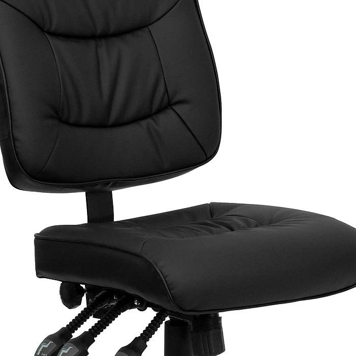 Flash Furniture Mid Back Leather Multi-Functional Task Chair, Black 10 Flash Furniture Mid Back Leather Multi-Functional Task Chair, Black - Image 8