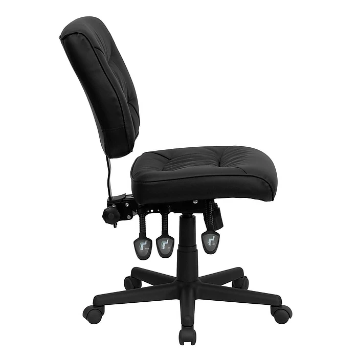 Flash Furniture Mid Back Leather Multi-Functional Task Chair, Black 11 Flash Furniture Mid Back Leather Multi-Functional Task Chair, Black - Image 9
