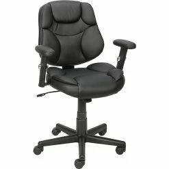 Staples® Berwell™ Luxura™ Task Chair, Faux Leather, Black, Seat: 16.3"W X 16.5"D, Back: 16.1"H