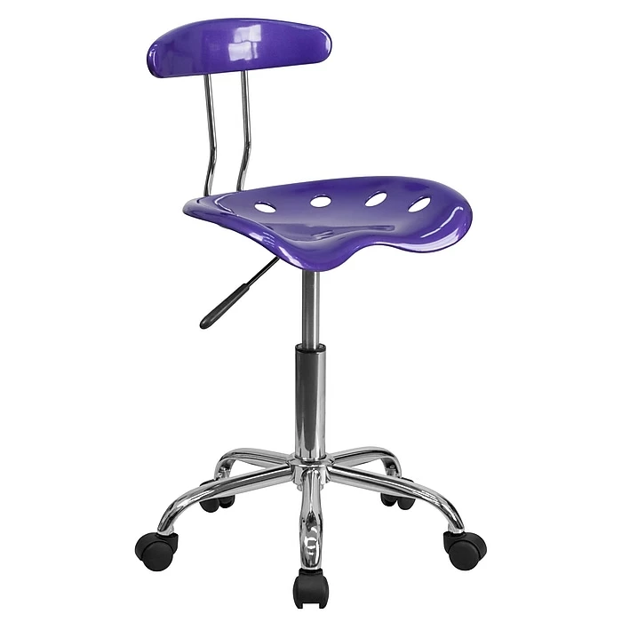 Flash Furniture Chrome Low Back Computer Task Chair With Tractor Seat, Vibrant Violet 3 Flash Furniture Chrome Low Back Computer Task Chair With Tractor Seat, Vibrant Violet