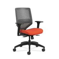HON Solve ReActiv/Fabric Mid-Back Task Chair, Adjustable Lumbar Support & Arms, Charcoal/Bittersweet (HONSVR1ACLC46T)