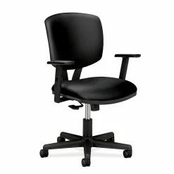 HON Volt 5700 Series Mid-Back SofThread Leather Task Chair, Black (5703ASB11.COM)