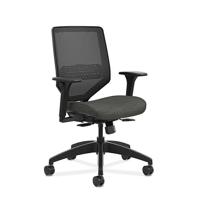 HON Solve Ilira-Stretch Mesh /Fabric Mid-Back Task Chair, Adjustable Lumbar Support & Arms, Black/Ink (HONSVM1ALC10T) 3 HON Solve Ilira-Stretch Mesh /Fabric Mid-Back Task Chair, Adjustable Lumbar Support & Arms, Black/Ink (HONSVM1ALC10T)