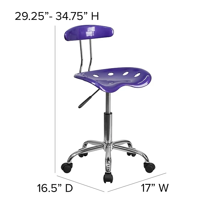 Flash Furniture Chrome Low Back Computer Task Chair With Tractor Seat, Vibrant Violet 8 Flash Furniture Chrome Low Back Computer Task Chair With Tractor Seat, Vibrant Violet - Image 6