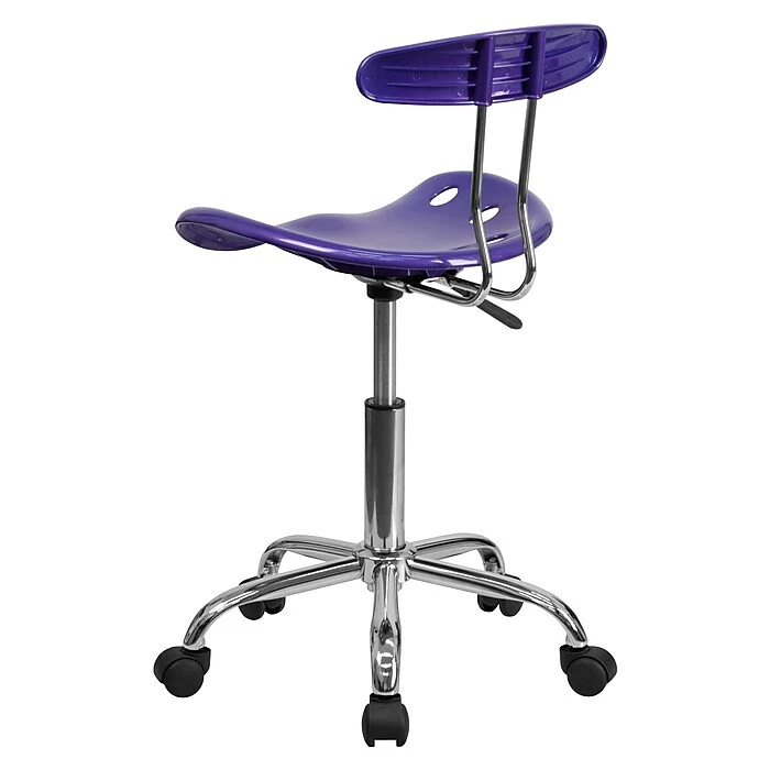 Flash Furniture Chrome Low Back Computer Task Chair With Tractor Seat, Vibrant Violet 9 Flash Furniture Chrome Low Back Computer Task Chair With Tractor Seat, Vibrant Violet - Image 7