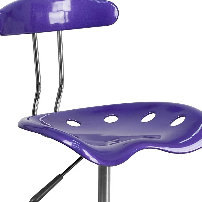 Flash Furniture Chrome Low Back Computer Task Chair With Tractor Seat, Vibrant Violet 10 Flash Furniture Chrome Low Back Computer Task Chair With Tractor Seat, Vibrant Violet - Image 8