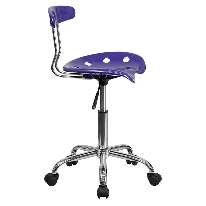 Flash Furniture Chrome Low Back Computer Task Chair With Tractor Seat, Vibrant Violet 11 Flash Furniture Chrome Low Back Computer Task Chair With Tractor Seat, Vibrant Violet - Image 9