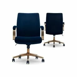 Thomasville Furniture Joelle Ergonomic Fabric/Metal Desk Chair, Blue/Gold (60068) -Office Chairs Shop unnamed file 670