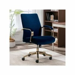 Thomasville Furniture Joelle Ergonomic Fabric/Metal Desk Chair, Blue/Gold (60068) -Office Chairs Shop unnamed file 675