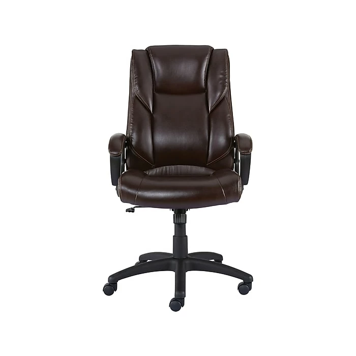 Staples Kelburne Luxura Faux Leather Computer And Desk Chair, Brown (50870) 3 Staples Kelburne Luxura Faux Leather Computer And Desk Chair, Brown (50870)