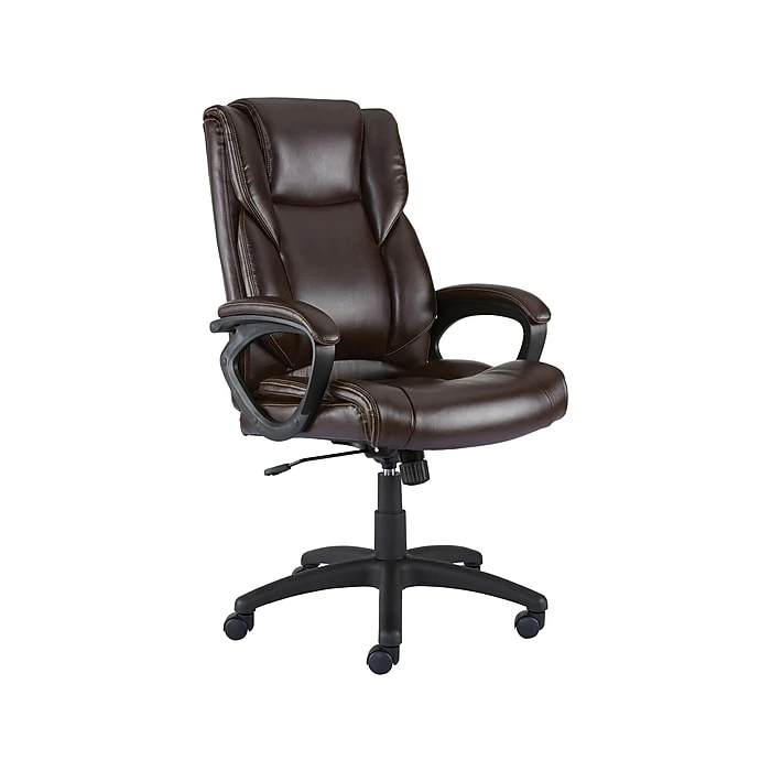 Staples Kelburne Luxura Faux Leather Computer And Desk Chair, Brown (50870) 4 Staples Kelburne Luxura Faux Leather Computer And Desk Chair, Brown (50870) - Image 2