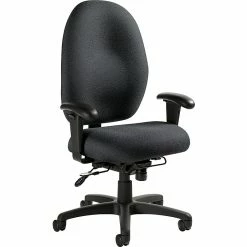 Global Stamina+ Fabric Computer And Desk Office Chair, Adjustable Arms, Graphite (2440TDBK-S111)