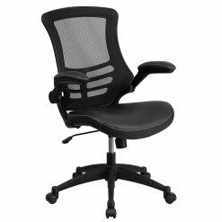 Flash Furniture Mesh Back Faux Leather Computer And Desk Chair, Black (BLX5MLEA)