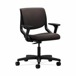 HON HONMT102CU49 Motivate Upholster Back Office/PC Chair, Adj. Arms, Onyx Shell, Espresso Fabric