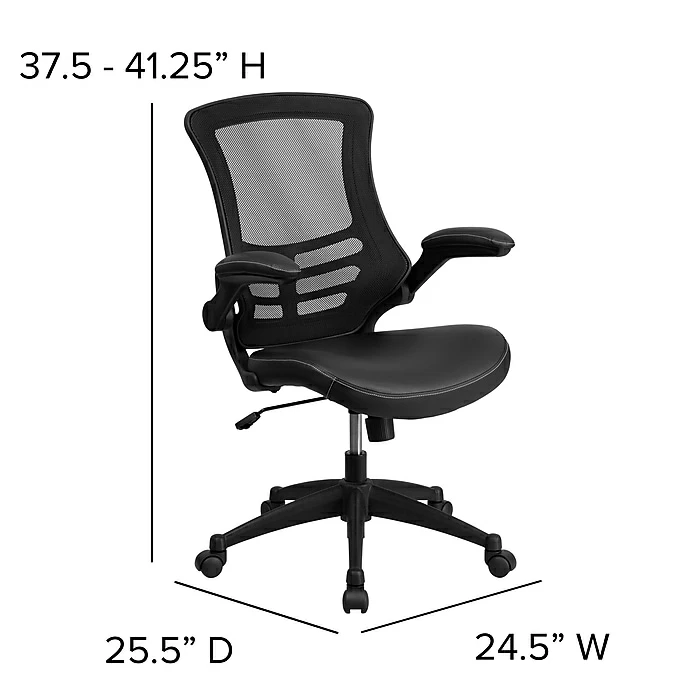 Flash Furniture Mesh Back Faux Leather Computer And Desk Chair, Black (BLX5MLEA) 9 Flash Furniture Mesh Back Faux Leather Computer And Desk Chair, Black (BLX5MLEA) - Image 7
