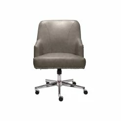 Serta Style Leighton Faux Leather Swivel Home Office Chair, Gray (47925G)