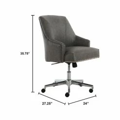 Serta Style Leighton Faux Leather Swivel Home Office Chair, Gray (47925G) -Office Chairs Shop unnamed file 872